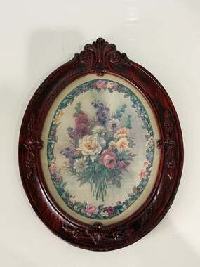 Lena Liu Floral Cameo Plate: "remembrance" Bradford Exchange, Framed